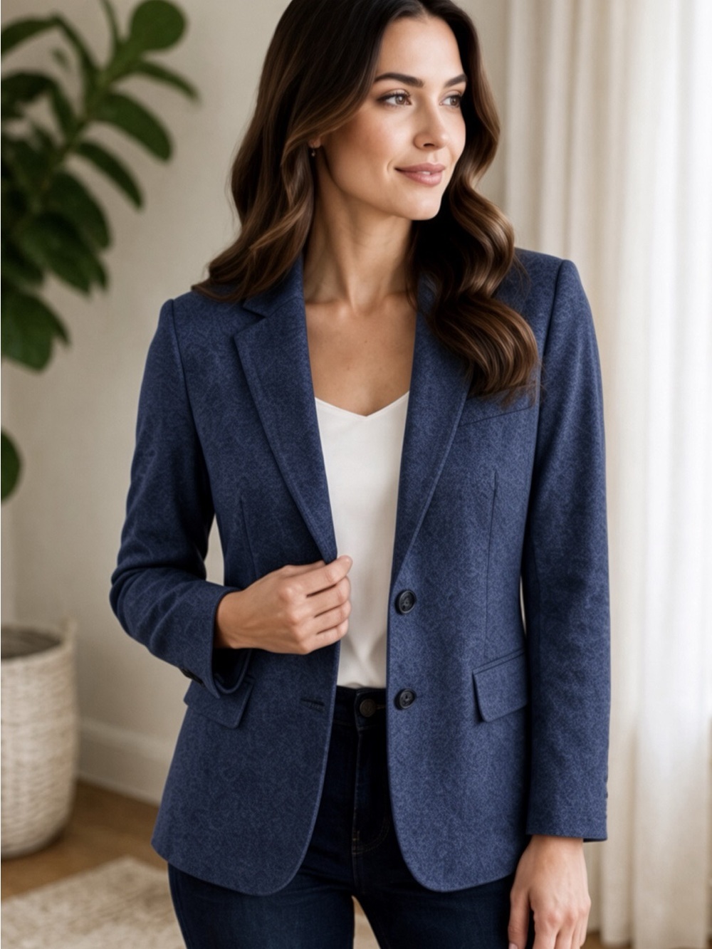 Talbots Wool, Italian flannel Navy Blue Tailored Blazer